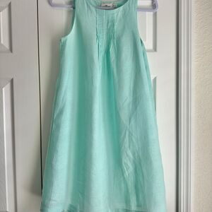 Vineyard Vines Dress Size 0 Sleeveless Pintuck Linen Sheath Aqua